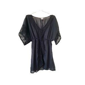 Xhilaration Black lace chiffon swim cover up Size Medium EUC